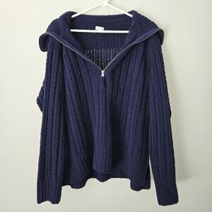 Aerie Cable Car Quarter Zip Chenille Sweater